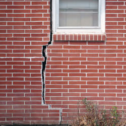 A foundation with a large crack that's wider at the top than on the bottom in South Park
