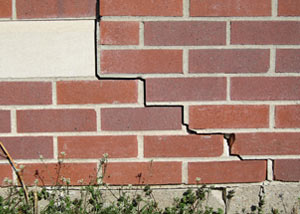 a foundation wall crack on a Indiana home.