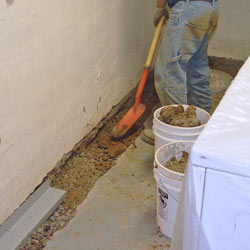 Digging a trench for a French Drain system in Pittsburgh